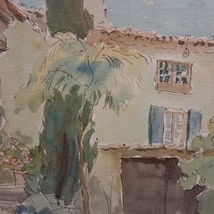 Vintage Original Painting British Artisr Ernest Fedarb 32x37 cm, watercolour with ink, signed, framed image 2