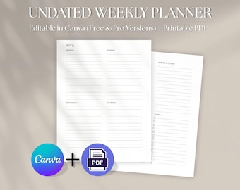 Weekly Planner Pages: Undated Layout with Notes & To Do (Printable PDF)
