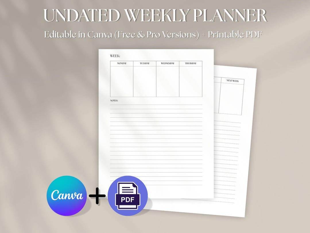 Weekly Planner Pages: Editable Canva Template - Printable PDF - Etsy