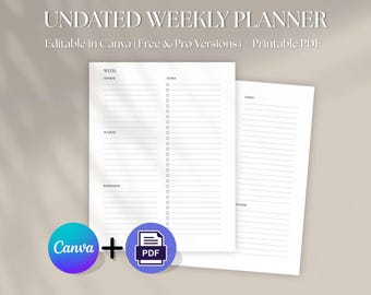 Weekly Planner Pages: Undated Layout with Notes & To-Do List (Printable PDF)