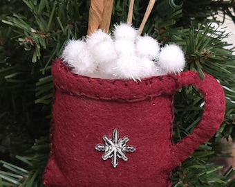 Cup of Hot Cocoa Felt Christmas Ornament