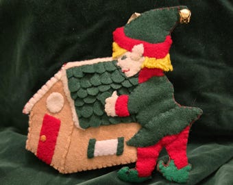 Large Felt Elf Christmas Ornament