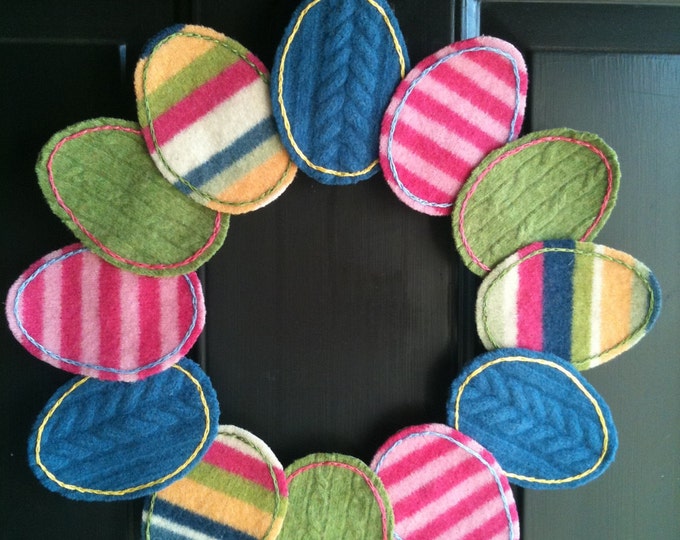 Upcycyled Felted Wool Easter Egg Wreath FREE SHIPPING Etsy
