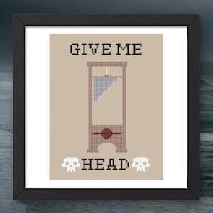 Guillotine Cross Stitch Pattern | Funny Subversive Design (PDF Pattern)