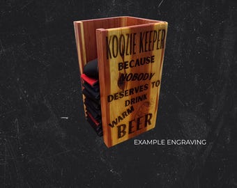 Handmade cedar wood foam koozie organizer