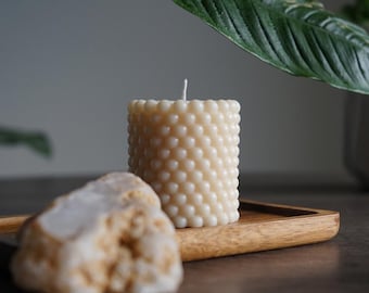 Vela de soja con textura de burbujas: pilar escultural / Decoración minimalista para el hogar / Ideal para regalar