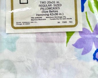 Vintage Sears April Fantasy Pillowcases: Floral Cottage Bedding Set