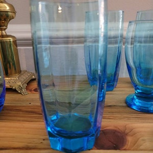 Cristar Blue Glasses Cristar Tumblers Cristar Stemless Wine Glass Cristar Water Goblets Blue Glasses Set of 6 Gift for Her Gift for Him