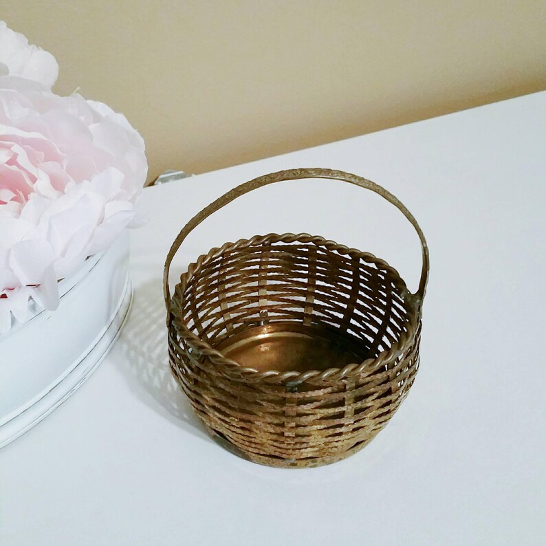Brass Basket Vintage Brass Vintage Brass Basket Brass Decor Etsy
