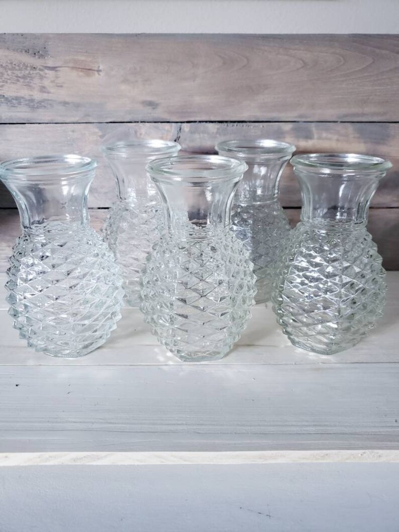 Vintage Pineapple Vase Set Of 5 Wedding Vases Vintage Vases FTD Pineapple Decor Flower Vases Vintage Home Decor Cottage Decor Wedding Decor