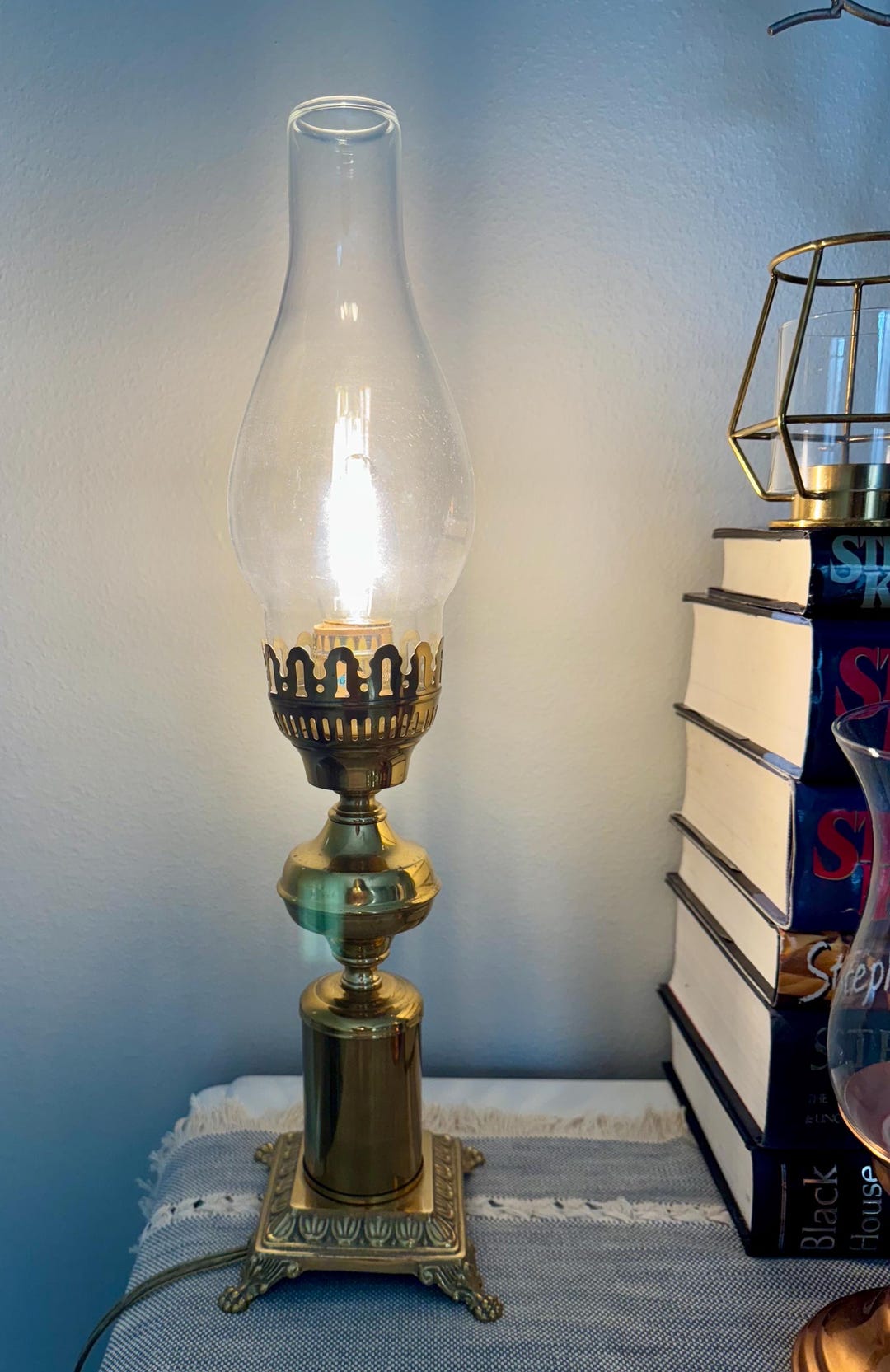 Brass Hurricane Lamp Brass Lamp Vintage Brass Lamp Brass Electric Lamp ...
