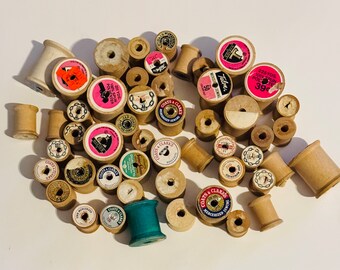 Vintage Wooden Spools Wooden Thread Spools Vintage Spools Craft Supplies Art Supplies Wood Spool Empty Wood Spools