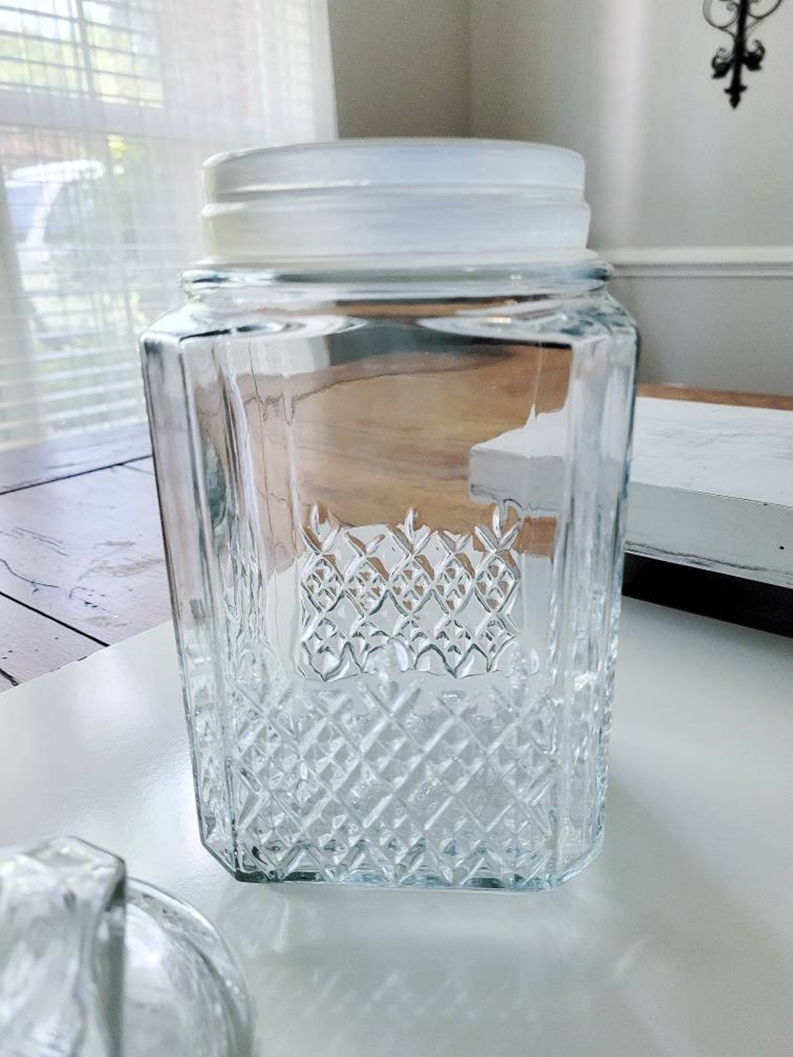 Glass Canister Set of 2 Koeze Vintage Canisters Clear Glass Etsy