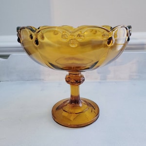 Garland Amber Compote Indiana Glass Vintage Amber Glass Fruit Bowl Vintage Amber Compote Inggara Pattern Gift for Her Gift for Him