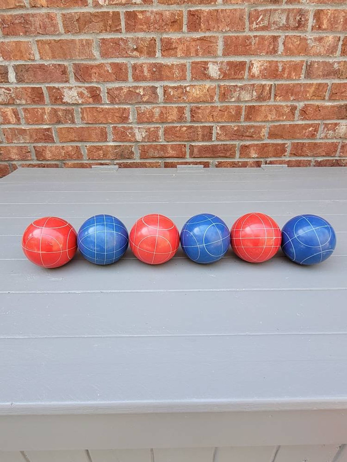 Vintage Bocce Balls Set of 8 Red Bocce Balls Blue Bocce Balls Etsy UK