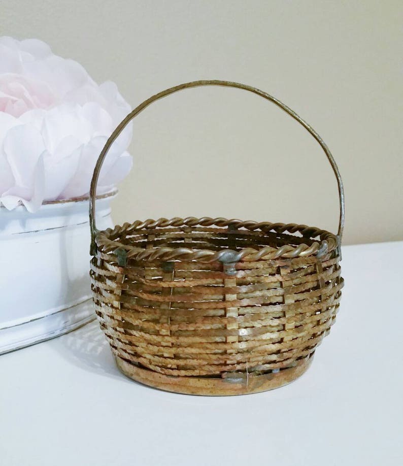 Brass Basket Vintage Brass Vintage Brass Basket Brass Decor Etsy