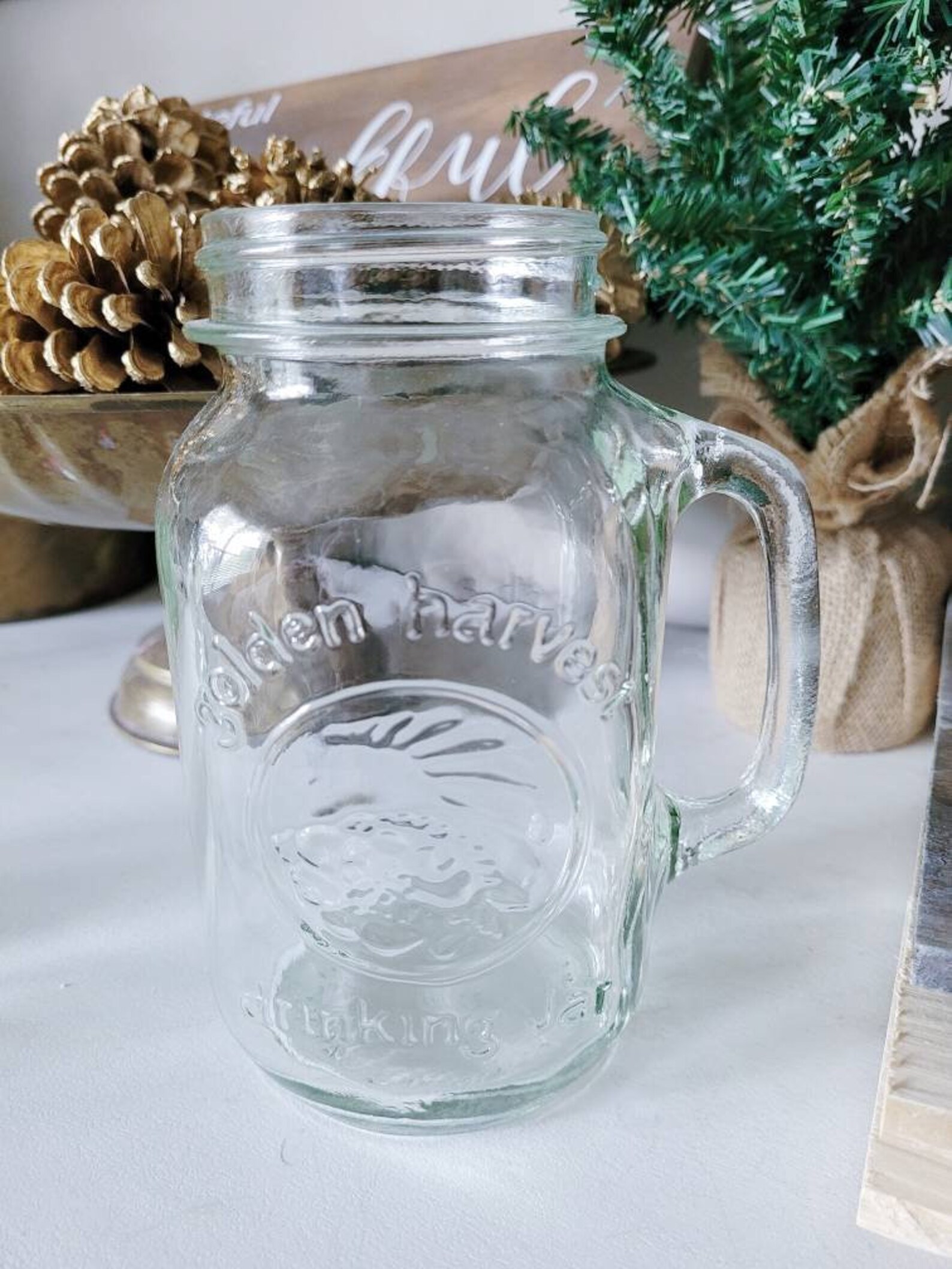 Golden Harvest Mason Drinking Jar Vintage Mason Jar Set of 2 Etsy