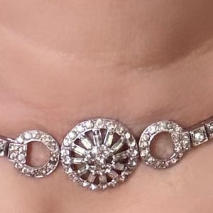 Vintage Art Deco Otis Sterling Choker Necklace, 1940s Wedding Jewelry