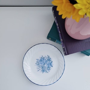 Vintage Corelle Blue Velvet Plate Set: Floral Salad Dessert Plates