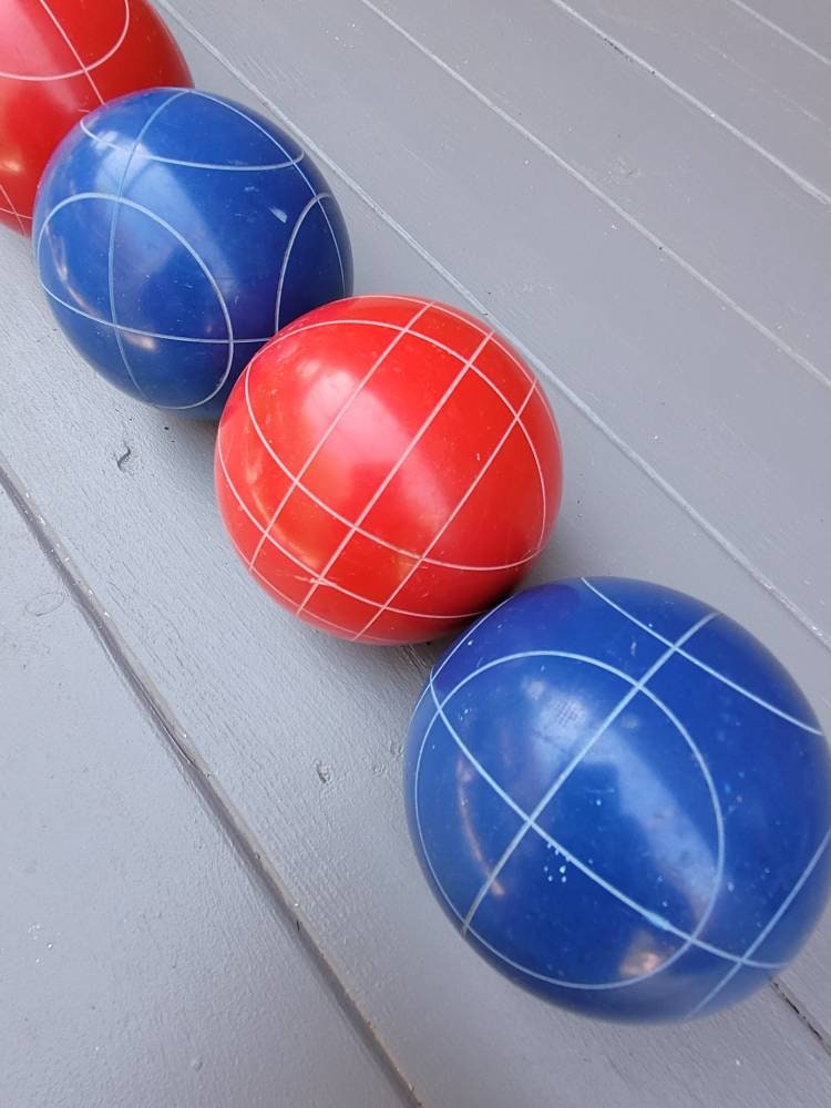 Vintage Bocce Balls Set of 6 Red Bocce Balls Blue Bocce Balls Etsy