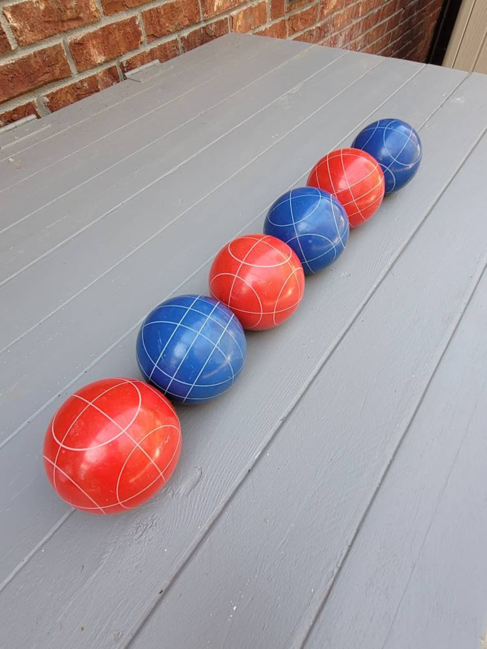 Vintage Bocce Balls Set of 6 Red Bocce Balls Blue Bocce Balls Etsy