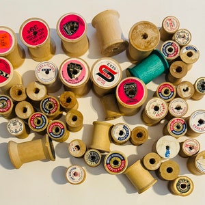 Vintage Wooden Spools Wooden Thread Spools Vintage Spools Craft Supplies Art Supplies Wood Spool Empty Wood Spools