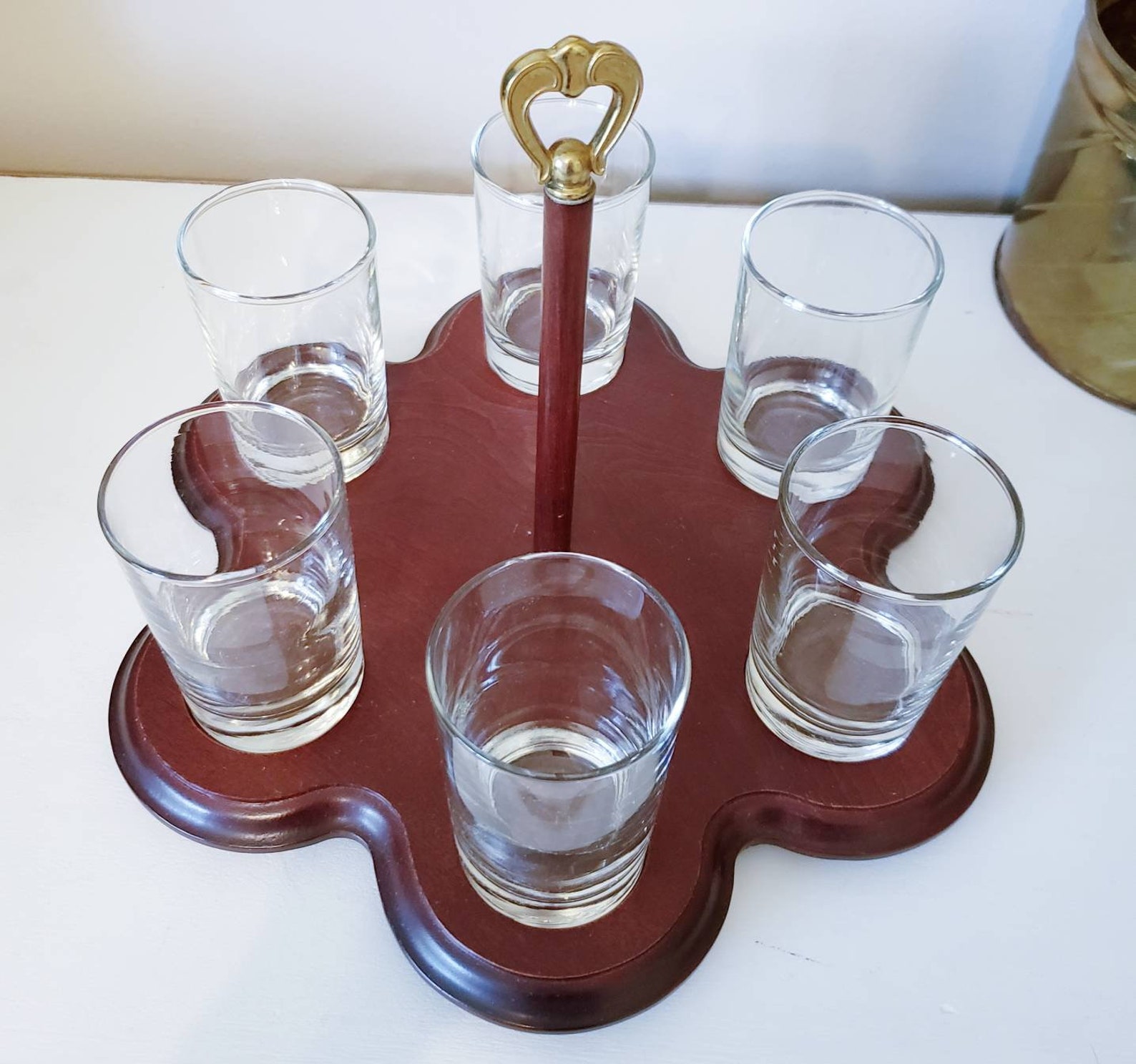 Vintage Shot Glass Set y Caddy Vintage Barware Bar Cart Etsy
