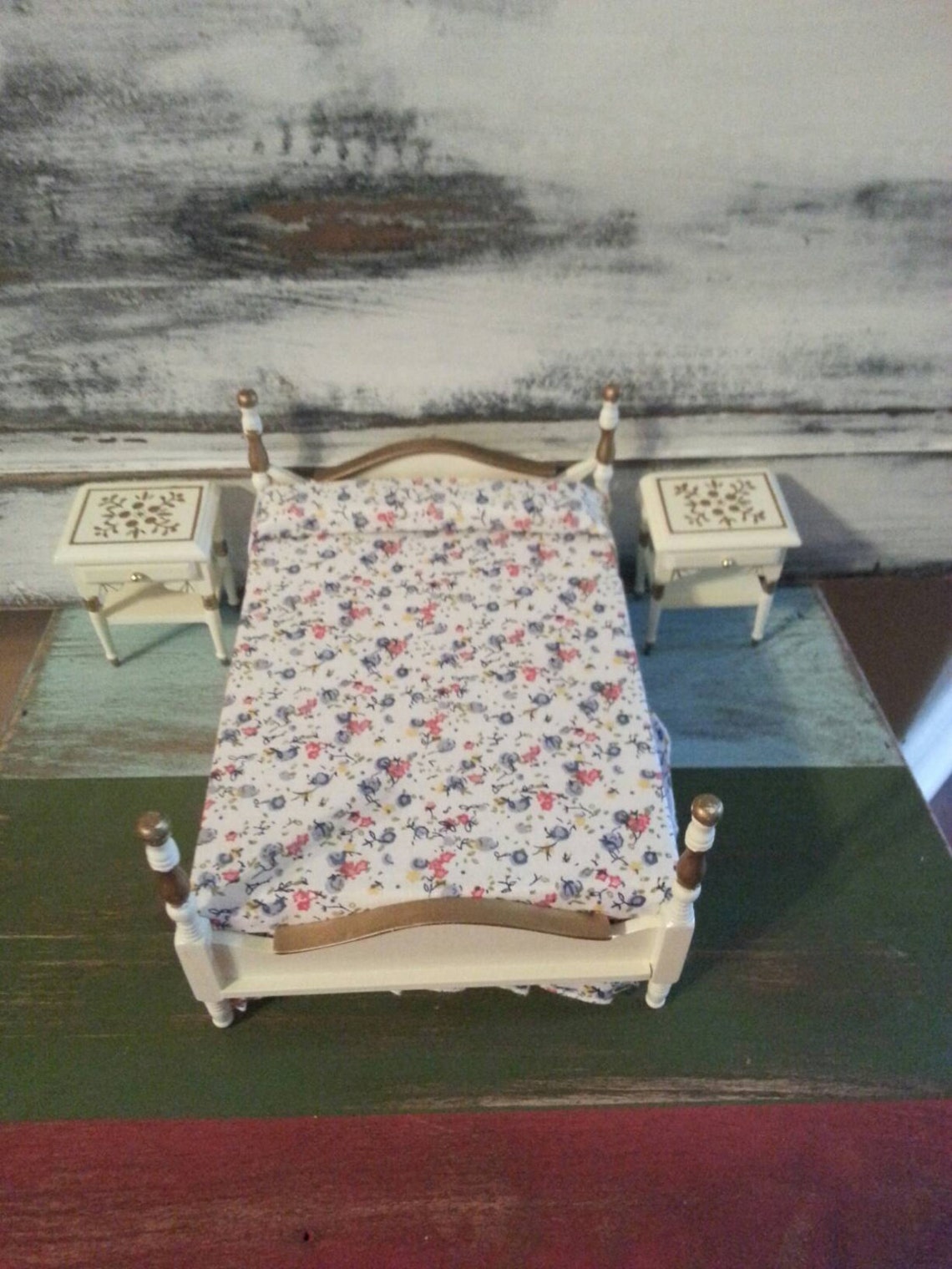 Vintage Dollhouse Furniture Dollhouse Bedroom Dollhouse Bed Etsy