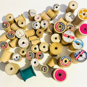 Vintage Wooden Spools Wooden Thread Spools Vintage Spools Craft Supplies Art Supplies Wood Spool Empty Wood Spools