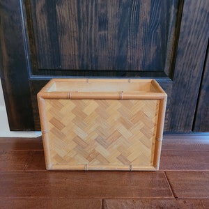 Vintage Bamboo Herringbone Magazine Rack - MCM Book Box