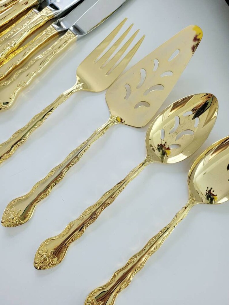 Vintage Gold Flatware 1847 Rogers Bros Vintage Rose Filigree Etsy