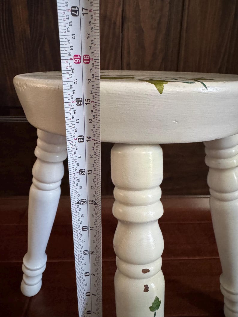 Hand-painted Vintage Wooden Stool Plant Stand – Farmhouse Decor Ivy ...