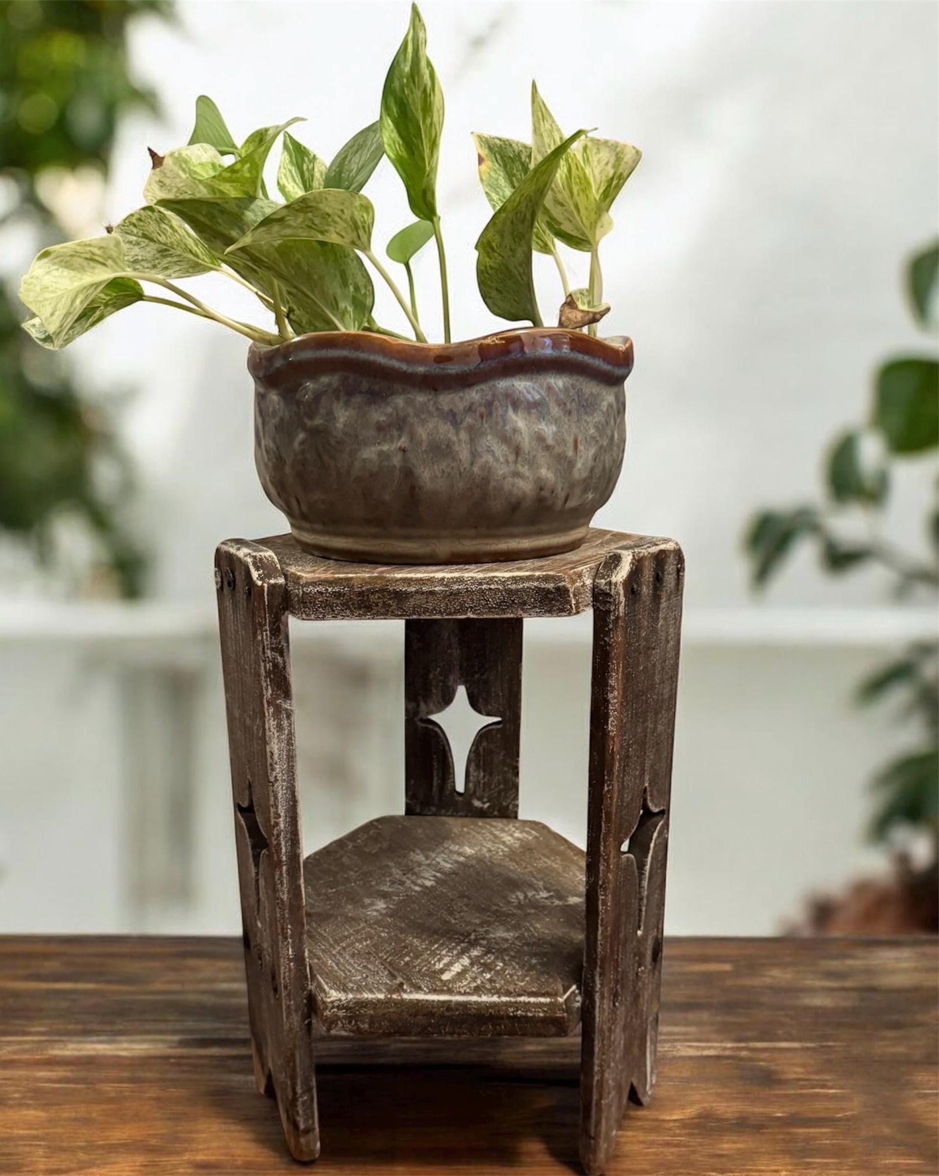 Rustic Handmade Wooden Plant Stand: Farmhouse Decor Accent Table - Etsy
