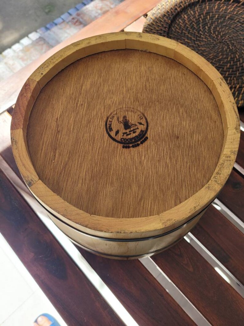 Rustic Barrel Wooden Barrel Popcorn Barrel Rustic Storage Etsy