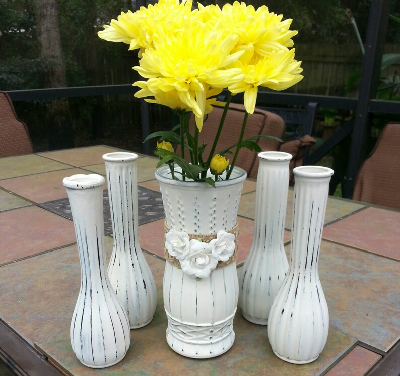 Wedding Vases Vintage Vases Painted Vases Shabby Chic Etsy