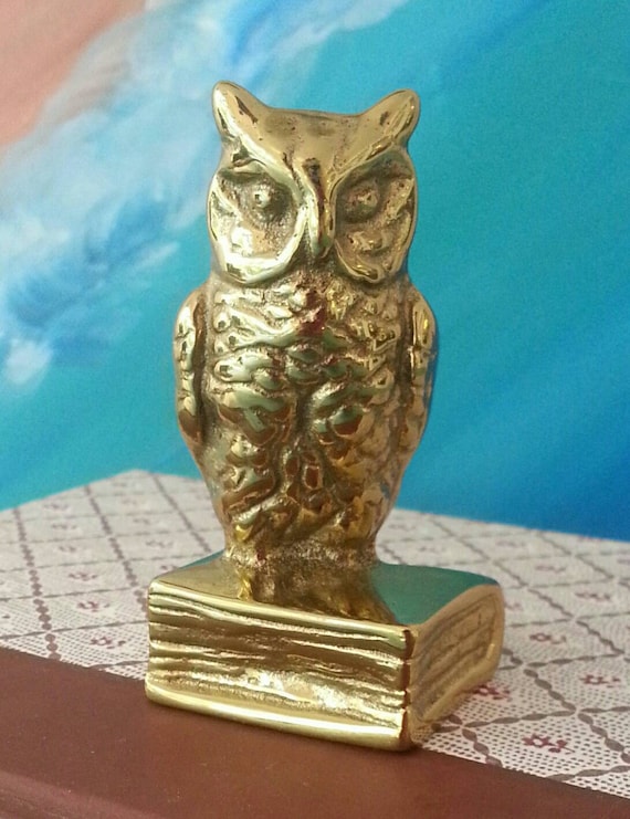Brass Paperweight Vintage Paperweight Brass Owl Vintage Owl