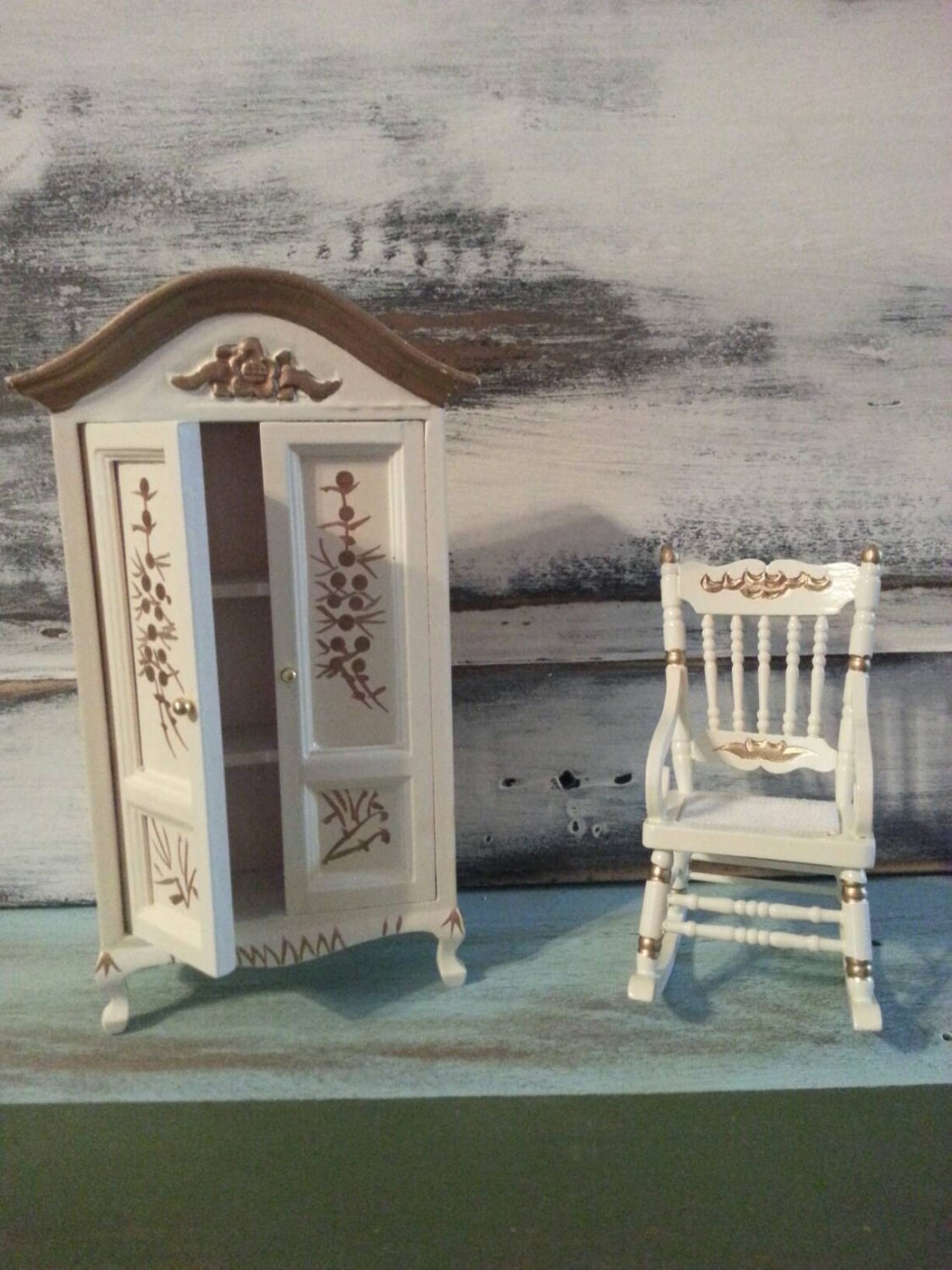 Vintage Dollhouse Furniture Dollhouse Bedroom Dollhouse Bed Etsy