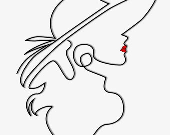 Woman with Red Lips Line Art Print – Modern Chic Home Decor (Digital Download)