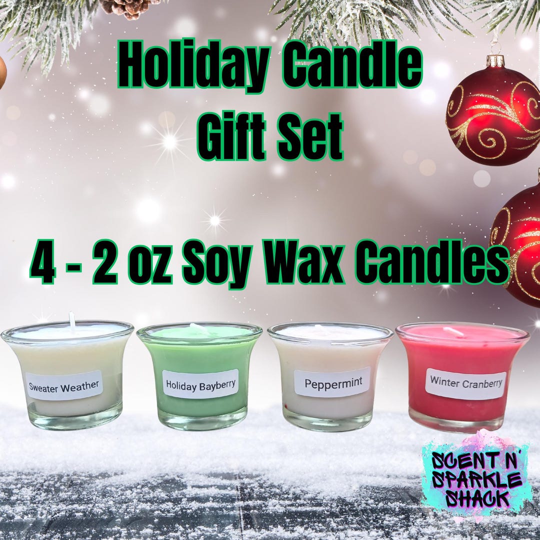 Set of 4 Gift Set 2 Oz Candles Strongly Scented With Holiday Fragrances ...