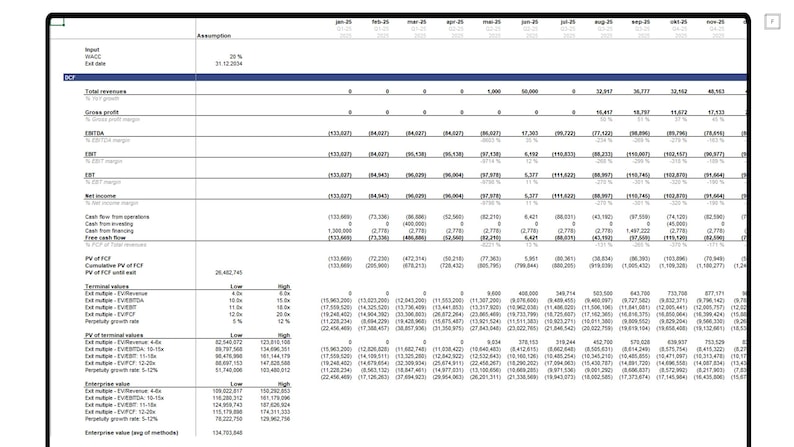 Advanced Financial Model With DCF Valuation | Excel Template - Etsy