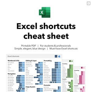 Sneltoetsen voor Excel | Afdrukbare Office-pdf voor Windows- en Mac-gebruikers | Blauw thema