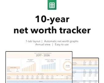 Super simple 10-year net worth tracker and long term personal wealth dashboard