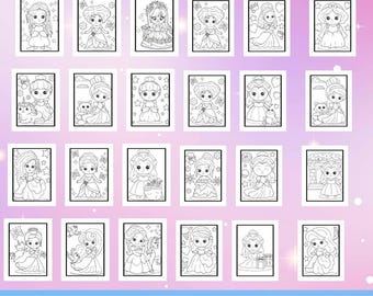 100 schattige prinses kleurplaten, activiteitenboek voor kinderen (pdf-bestand)