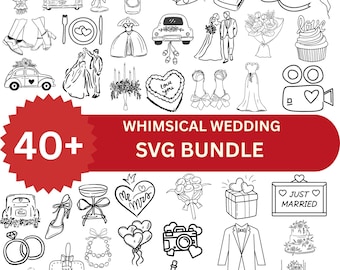 Whimsical Wedding SVG Bundle: Hand-Drawn Doodles (Digital File)