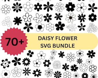 Daisy Flower SVG Bundle, Retro Spring Clipart (Digital File)