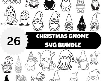 Gnome SVG Bundle | Christmas Gnome Line Art (Digital Download)