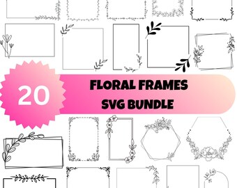 Floral Frames SVG:Botanical Flowers,Digital files(Instant Download)