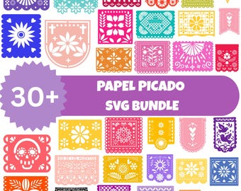 Pakiet Papel Picado SVG, baner meksykańskiej Fiesta, pliki Cricut (pobieranie cyfrowe)