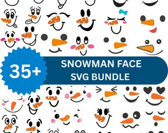 Snowman Face SVG Bundle, Christmas Cut Files (Digital Download)