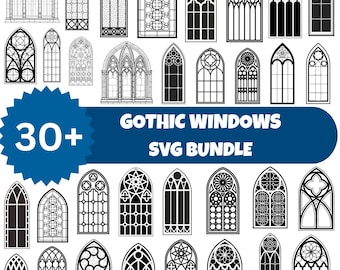 Gotiska fönster Svg-paket: Clipart, klippfiler för Cricut, vektor, digital fil (direkt nedladdning)